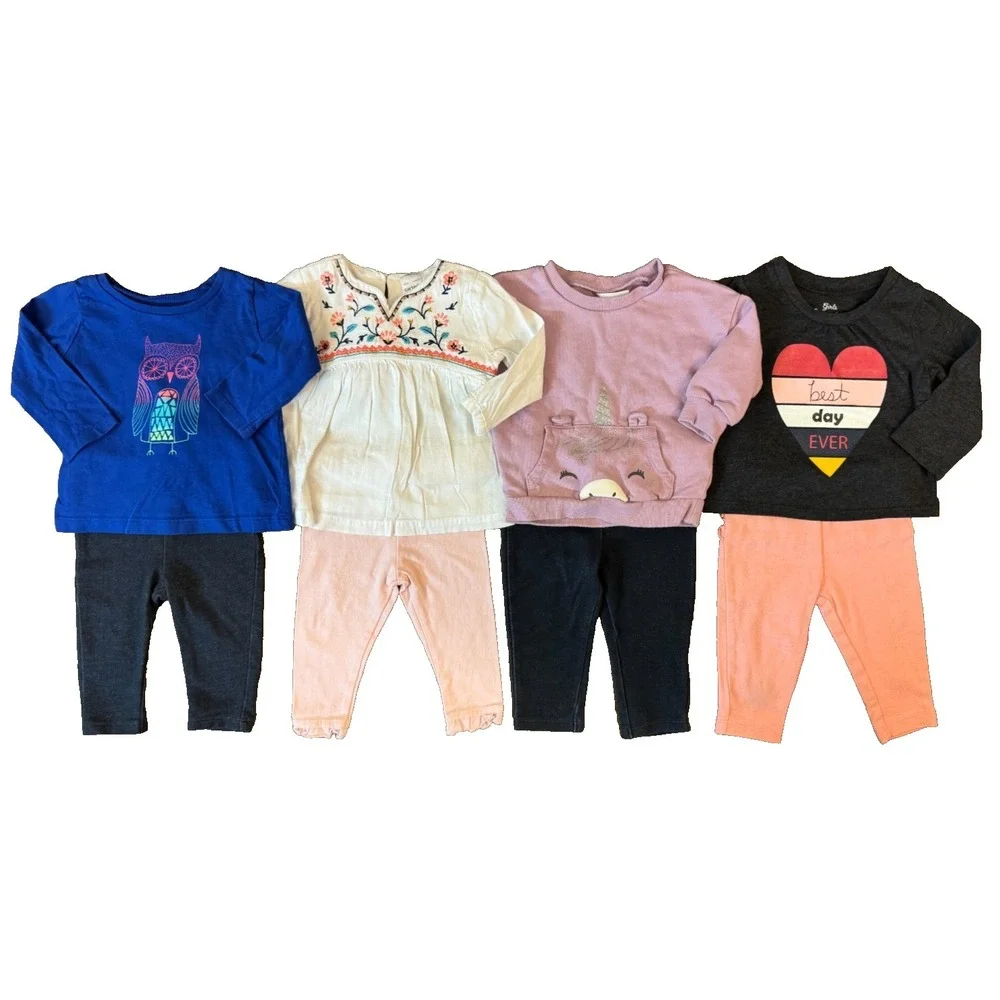 Baby Girl Outfits 6 Months Long‎ Sleeved Shirts Pants Leggings Clothes Lot Owl